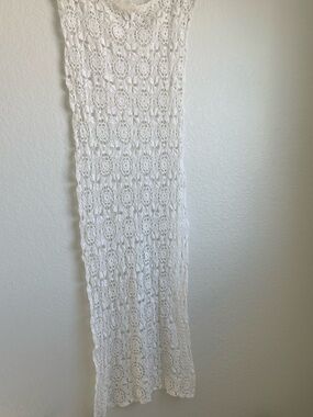 White Crochet Table Runner Ideal for Table Scapes and Upcycling Boho Clothing